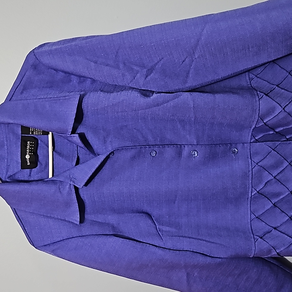 Sag Harbor Dress Jacket Shirt Purple Size 20W Button Down Top #W-536